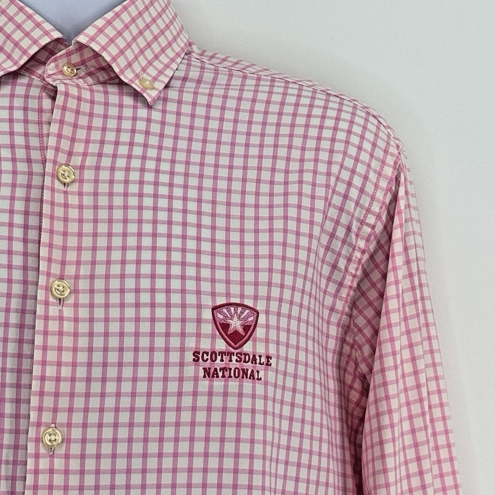 Peter Millar Summer Comfort Men's M Shirt Pink Check Scottsdale National